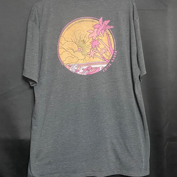 Eddie Bauer Graphic T-Shirt Tropical Palm Tree Crew Neck Tee‎ Mens L - Picture 1 of 4